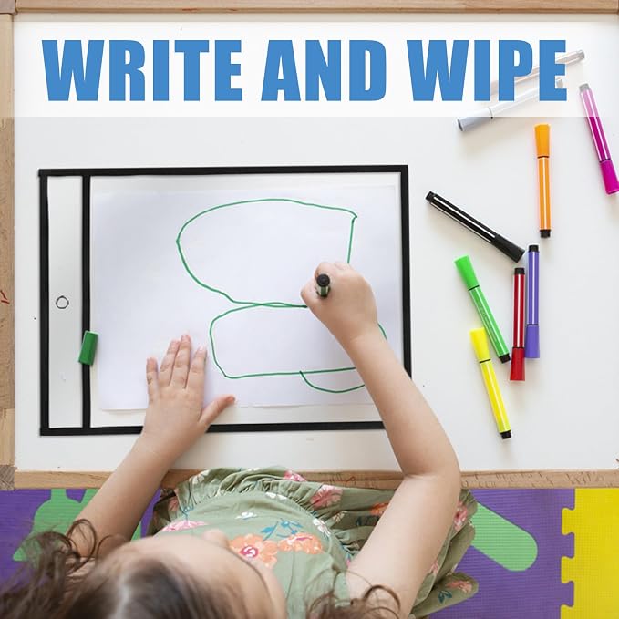 Heavy Duty Dry Erase Pockets 8.5x11, Plastic Paper Sleeves Job Ticket Holder 50 - Image 4