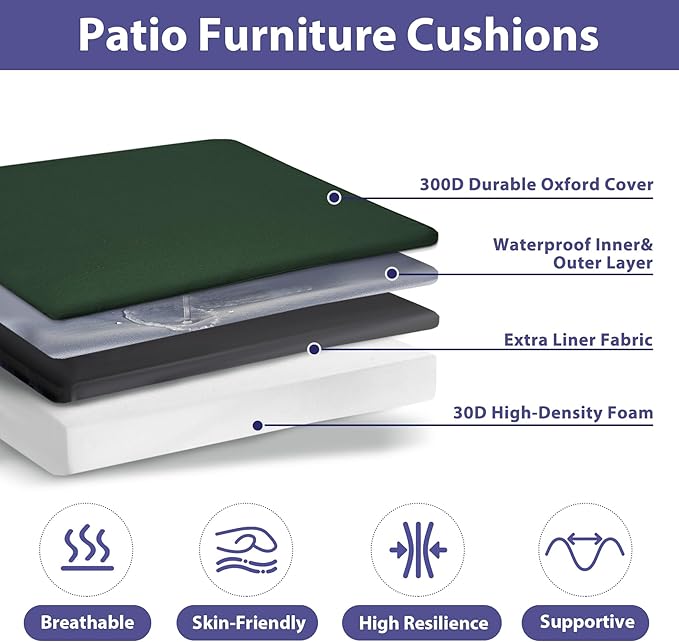 IPYNBAP Outdoor Chair Cushions Set of 4 -Waterproof Outdoor Seat Cushions - Image 2