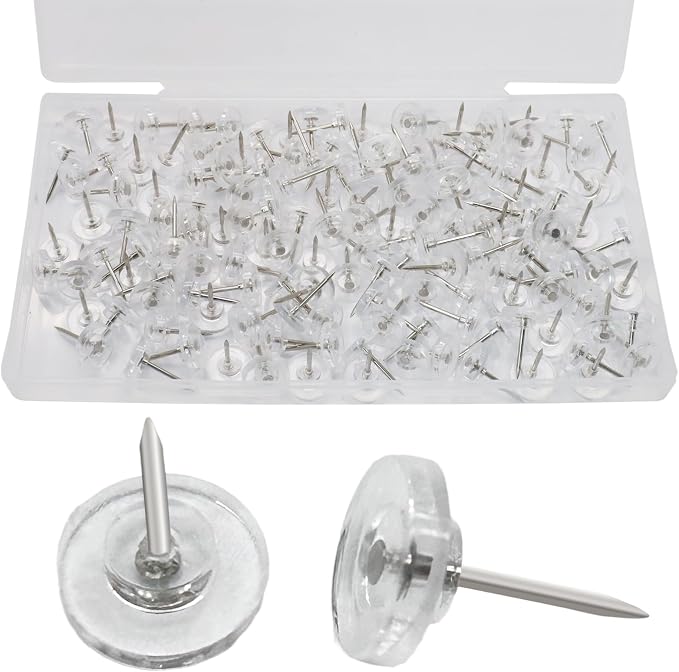 Biaungdo 50 Pcs Clear Flat Push Pins, Plastic Round Head Thumb Tacks by Biaungdo