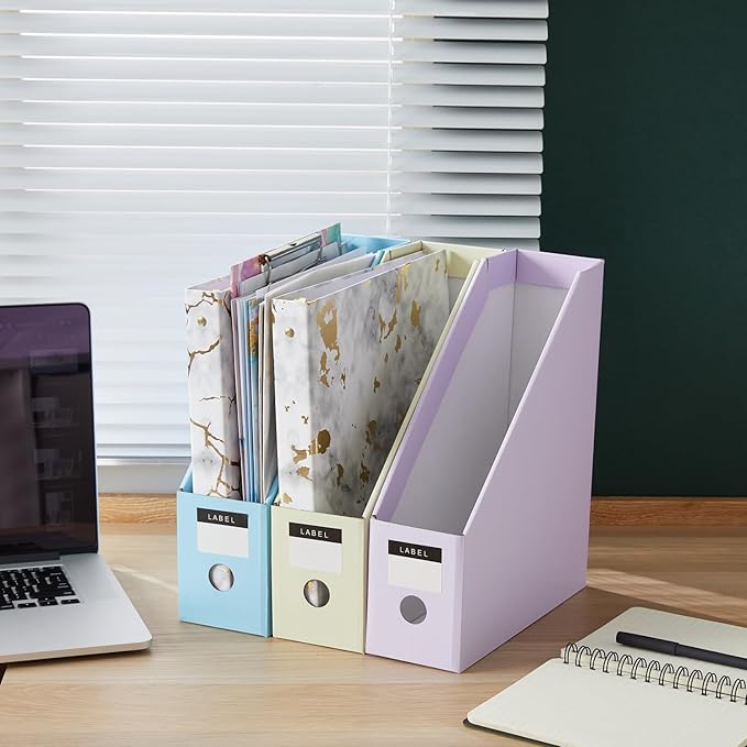 Y YOMA Cardboard File Magazine Holder, Pastel Color, 6 Pack Desktop Binder - Image 9