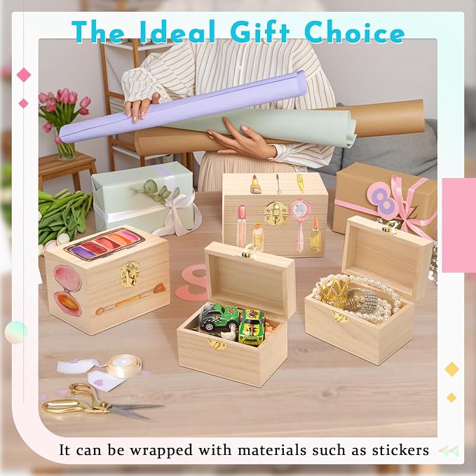CroBlissful 24 Set 48 Pcs Unfinished Wooden Box - Image 4