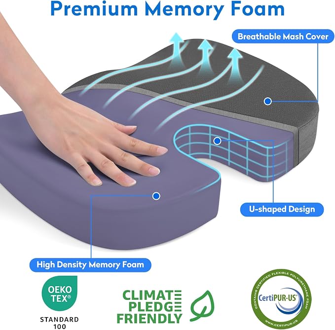 XXL Seat Cushion Office Car Seat Cushion, Memory Foam Cushion - Image 2