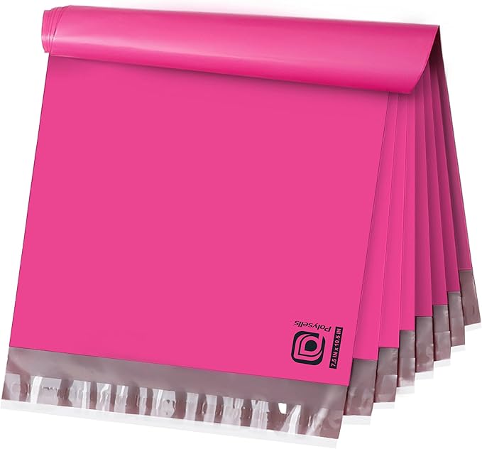 POLYSELLS 100 pcs 7.5x10.5 Inches Pink Poly Mailers Shipping Envelopes by POLYSELLS
