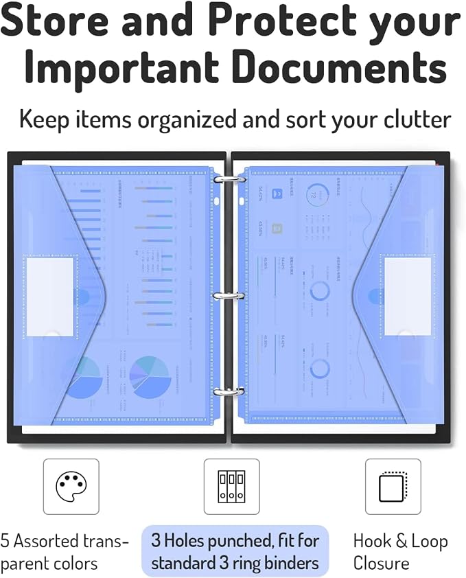 Forvencer Binder Pocket, 4X Regular Capacity, 5 Pack Super Heavyweight Plastic - Image 4