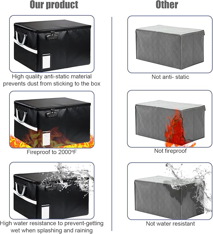 TOMKID Fireproof Document Box, Fireproof File Box - Image 5