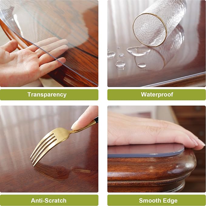 OstepDecor 18 x 24 Inch Clear Table Cover Protector, 2mm Thick Clear Plastic - Image 3