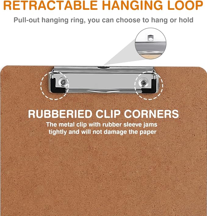 Clipboards, HERKKA 32 Pack Hardboard Office Clipboards Low Profile Clip - Image 3