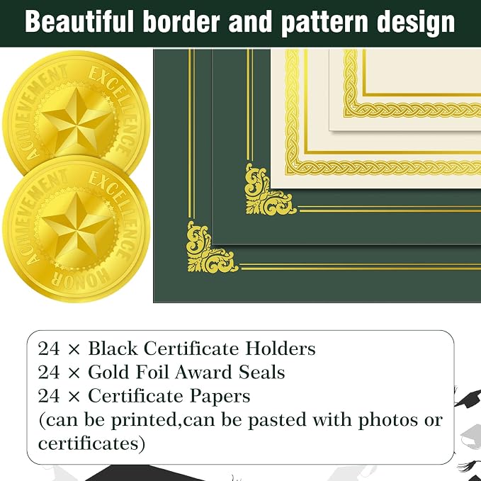 Epakh 72 Pcs Certificate Kit Includes 24 Certificate Holders and 24 Papers 24 - Image 2