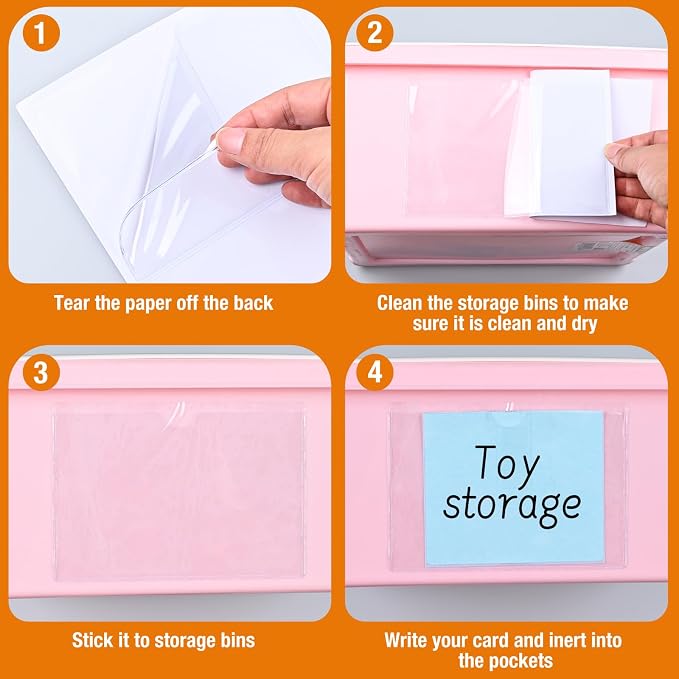 40 PCS Index Card Pockets, Self Adhesive Card Pockets 3"X5" - Image 7