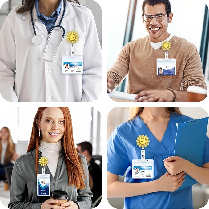Funny Sunshine Nurse Badge Reel, Cute Sun Retractable ID Badge Holder - Image 4