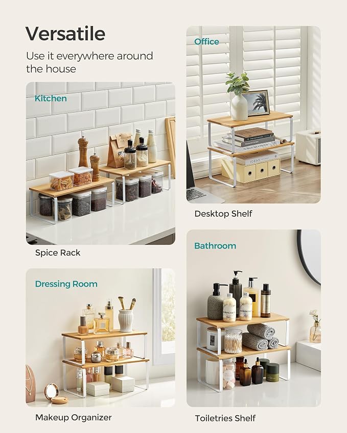 SONGMICS Cabinet Organizer Shelf, Kitchen Storage, Spice Rack, Expandable - Image 3