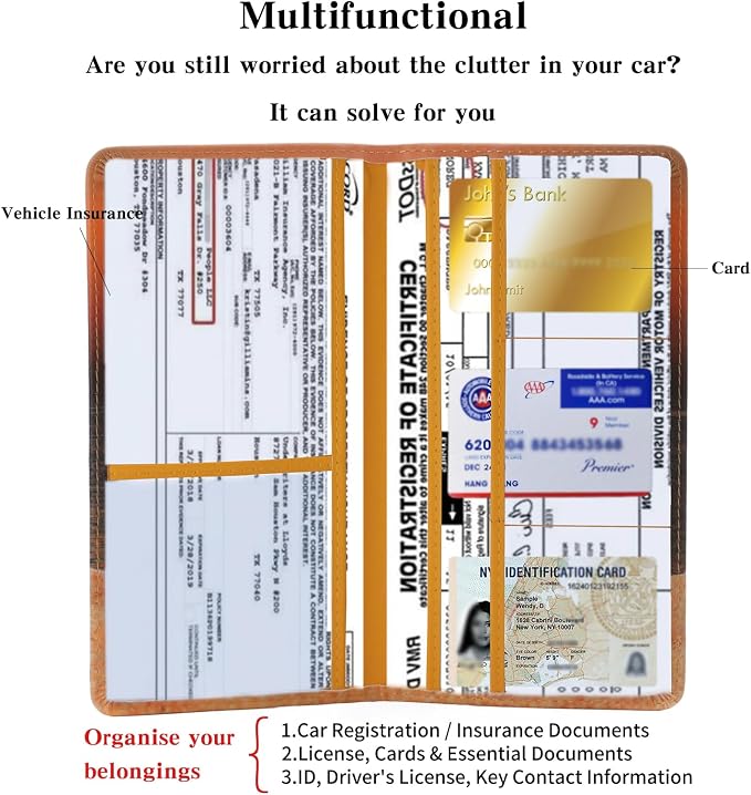TILDOSAC 2-piece leather car registration and insurance card holder, car - Image 2