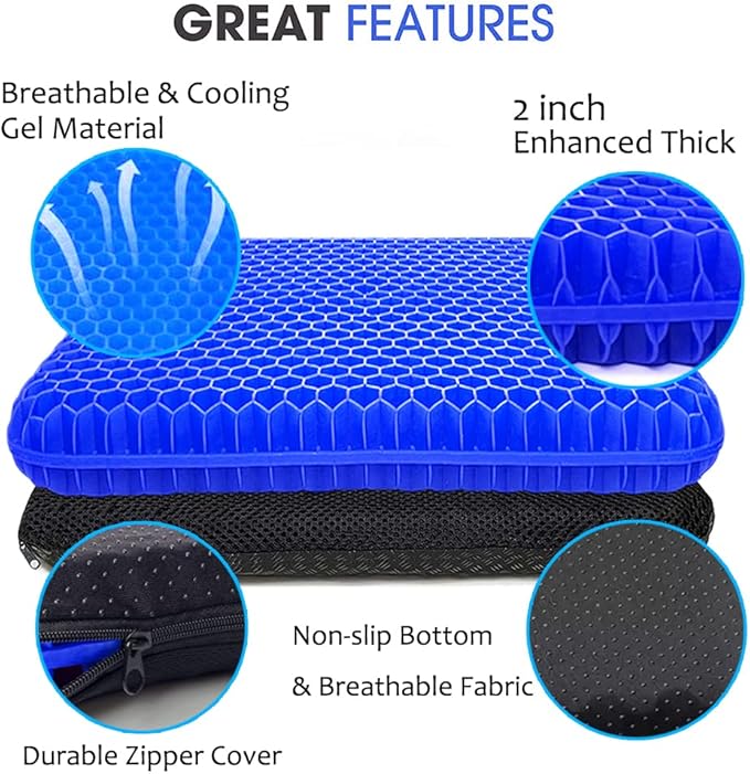 Gel Seat Cushion for Long Sitting, Extra Thick Gel Cushion for Wheelchair Soft - Image 2