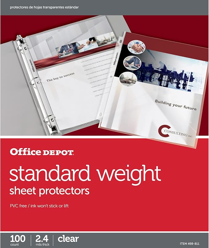 Office Depot Top-Loading Sheet Protectors, Standard Weight, Box of 100 by Office+Depot