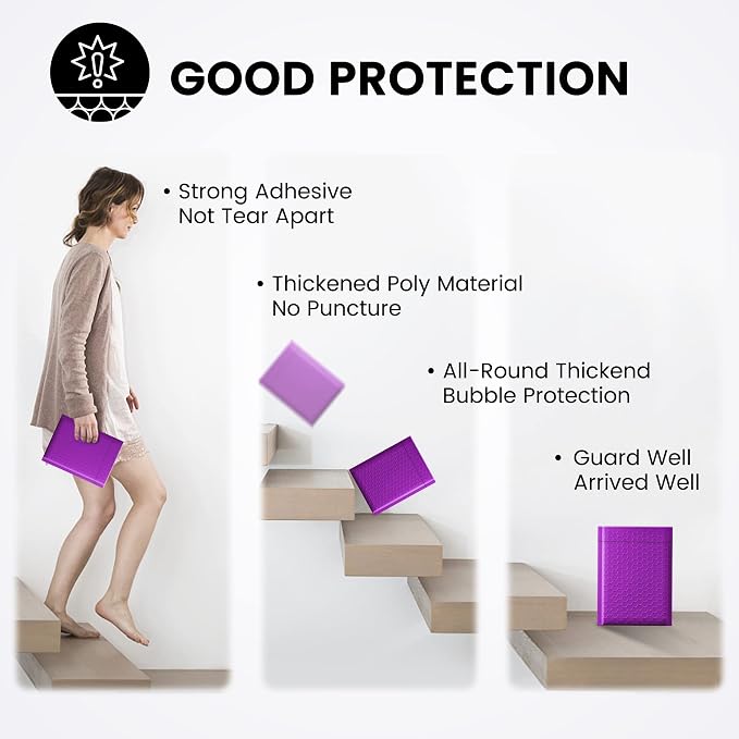 Fuxury 500 Pack Purple Bubble Mailers 6x10 Inch, Small Bubble Shipping - Image 5