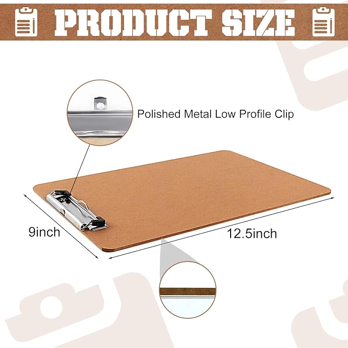 Clipboards, PANDRI 16 Pack Hardboard Office Clipboards, Low Profile Clip - Image 2