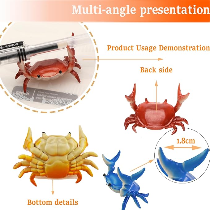 4 Pcs Crab Pen Holder, Creative Weightlifting Desk Crab Pen Holder Stand - Image 5