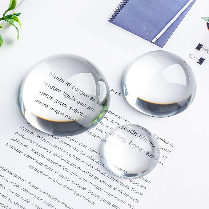 2pcs 2.4inch Crystal Dome Magnifying Paperweight, Reading Magnifier Glass Paper - Image 5