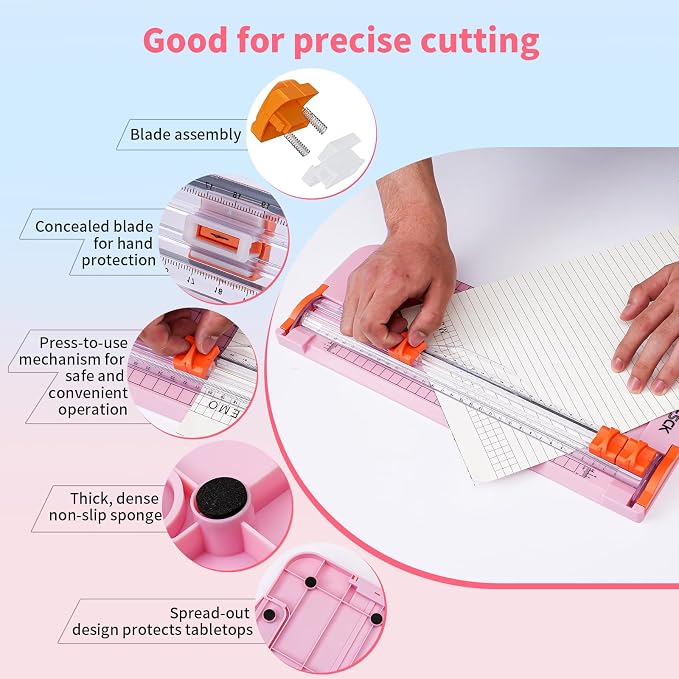A4 Pink Paper Cutter Slider 12 Inch Titanium Straight Paper Trimmer, Paper - Image 4