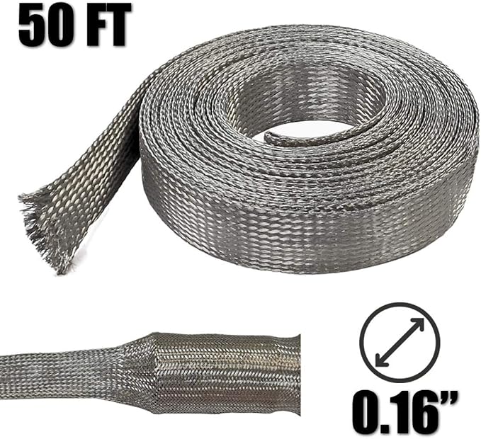 Electriduct 1/4" Tinned Copper Metal Braid Sleeving Flexible EMI RFI Shielding - Image 2