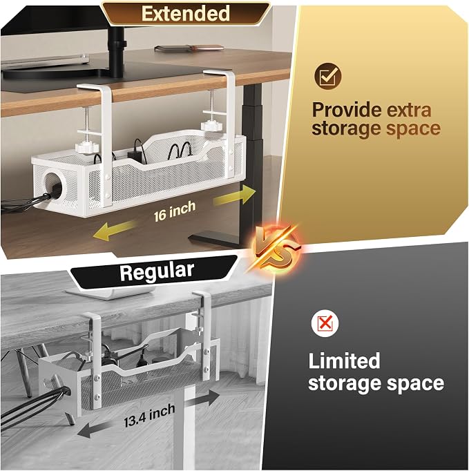 Under Desk Cable Management Large, Cinati 16" Cable Management Box - Image 2