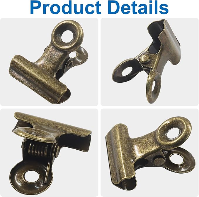 50 Pack Antique Bronze Bulldog Clips - 22mm Small Metal Paper Clips Clamps - Image 4