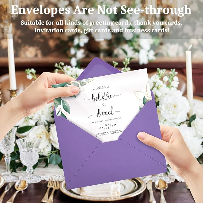100 Pack A7 Envelopes, Dark Purple Greeting Card Envelopes Self Seal, 5.24 x - Image 5