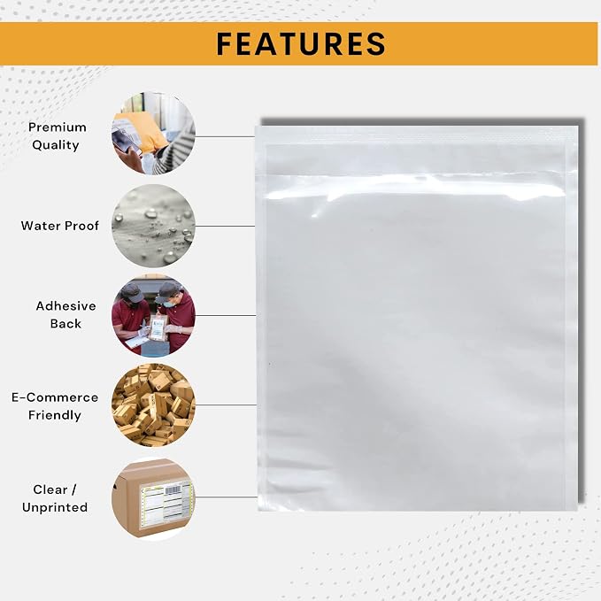 500 Pack 6"x9" Shipping Label Sleeves – Clear Self-Adhesive Packing Slip Pouches - Image 5