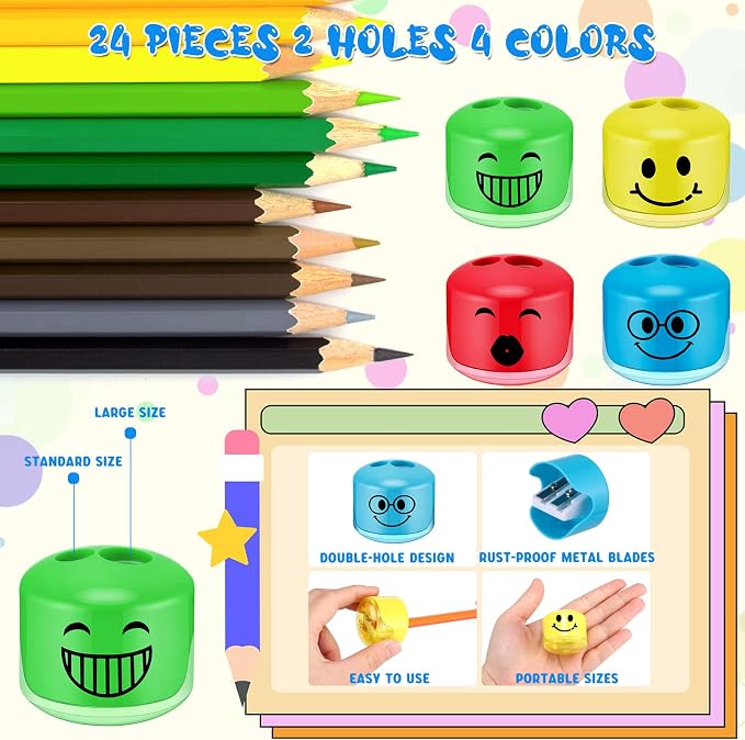 Crtiin 24 Pcs Back to School Pencil Sharpeners - Image 3