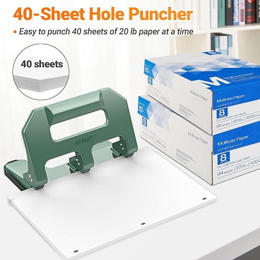AFMAT Heavy Duty 3 Hole Punch, 3 Hole Puncher - Image 2