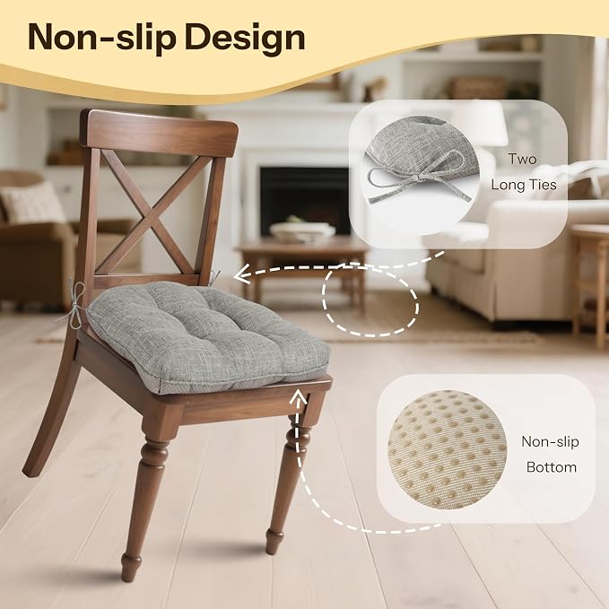 Non Slip Chair Cushions for Dining Chairs Set of 4 Kitchen Chair Cushions - Image 4