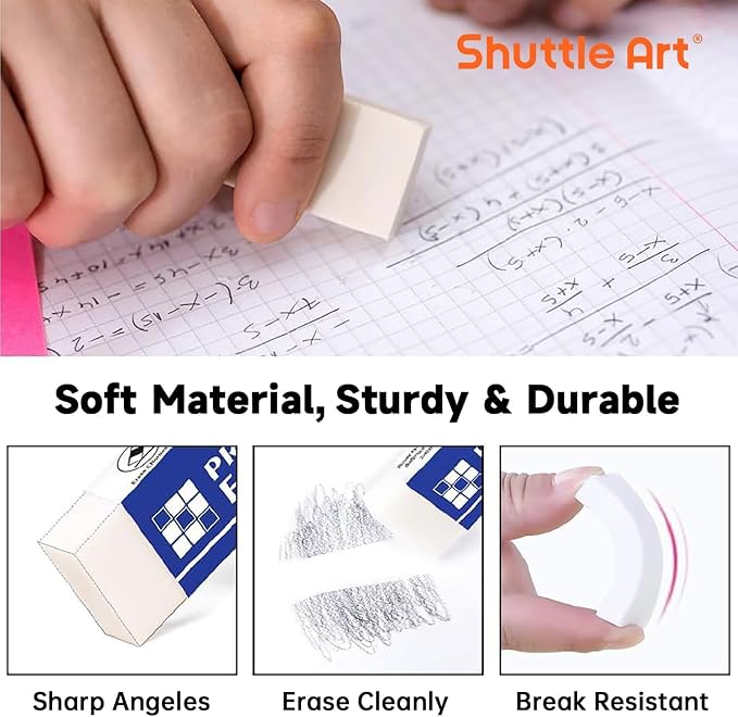 Erasers, Shuttle Art 72 Pack Premium Erasers Bulk - Image 2