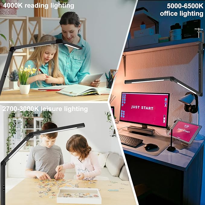 LED Desk Lamp with Clamp, Architect Desk Lamp with Dual Light and Adjustable - Image 6