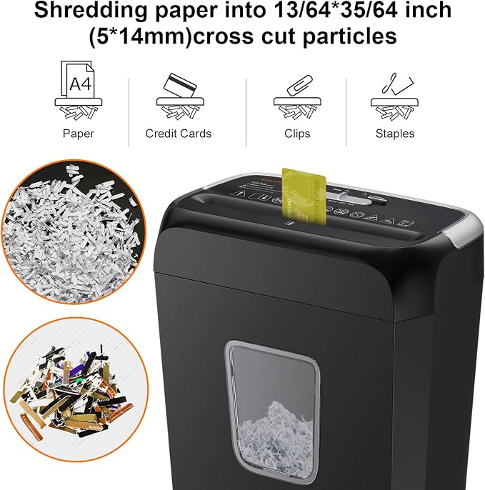Bonsaii Paper Shredder for Home Use, 3.4 Gal Wastebasket, 6 Sheet Crosscut - Image 3