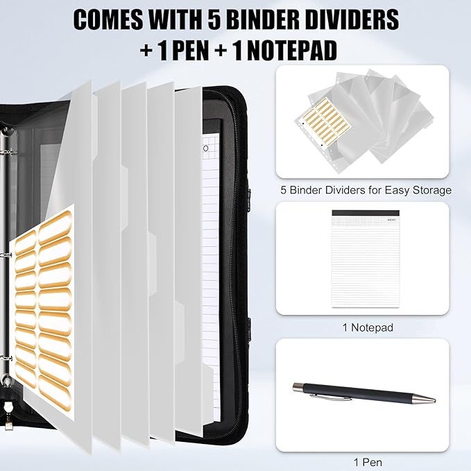 Portfolio Binder 3 Ring Includes Pen and 5 Dividers - Image 3