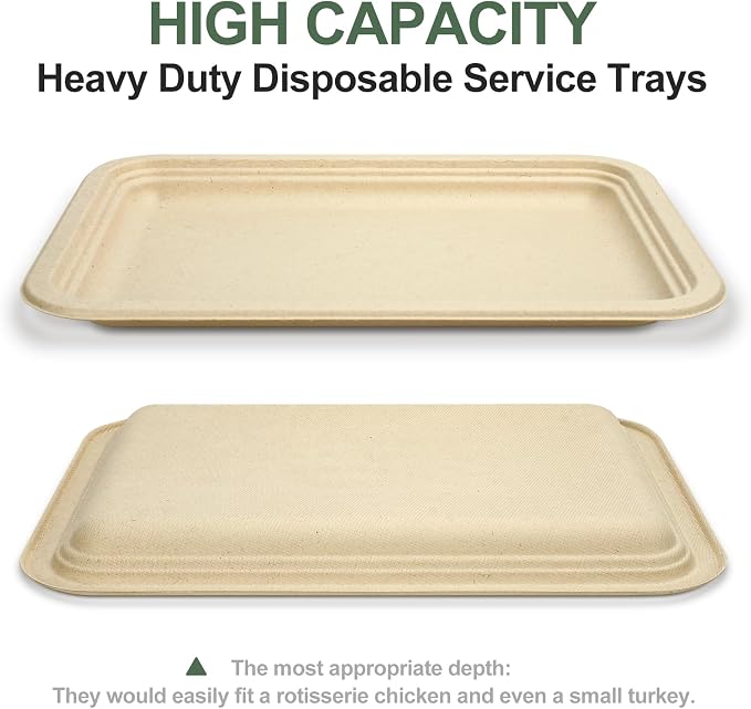 60 Pack Disposable Food Trays, Heavy Duty Paper Plates, 14 Inch Disposable - Image 3