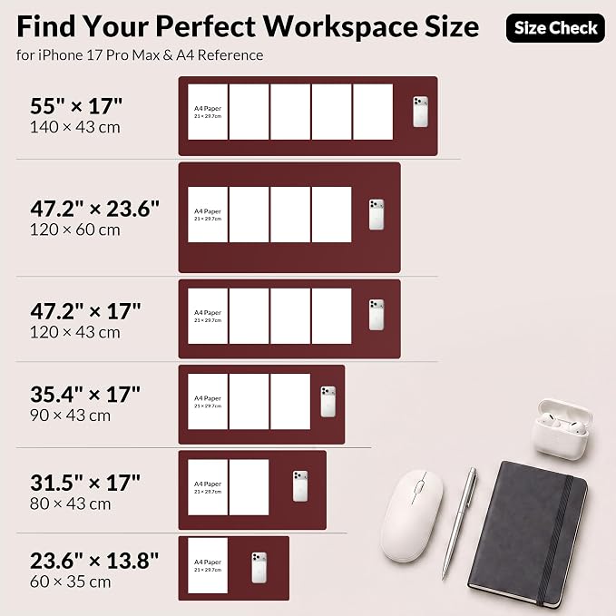 AFIING Cork Desk Mat, 35.4" x 17", Desk pad Protector | Dual-Sided Cork & PU - Image 10