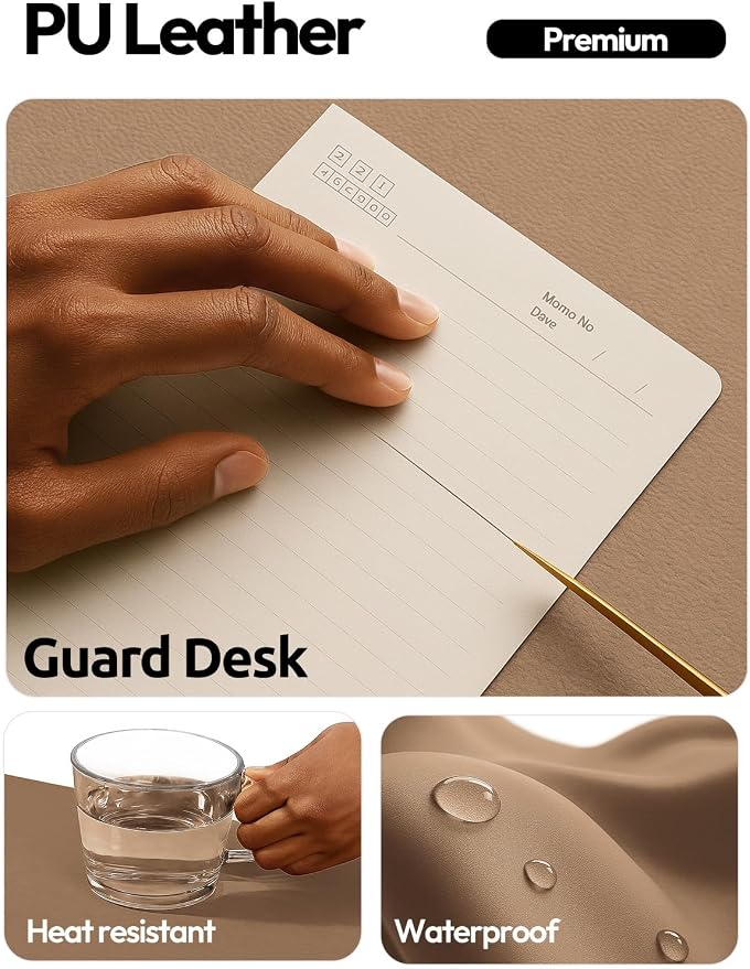 YSAGi Leather Desk Pad Protector, Office Desk Mat, Large Mouse Pad, Non-Slip PU - Image 4