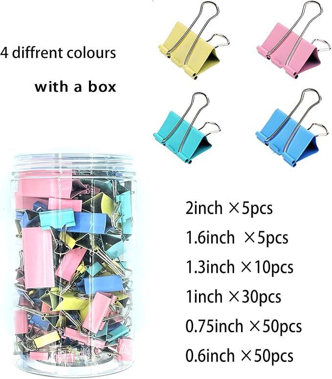 150 Pcs Colored Binder Clips Assorted Sizes - Image 5
