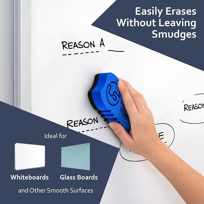 Magnetic Dry Erase Eraser 5 Pack Felt Whiteboard and Glass Board Cleaner | Use: - Image 5