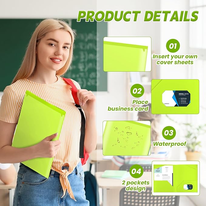 Henoyso 36 Pack Fluorescent Green Plastic Folders - Image 3