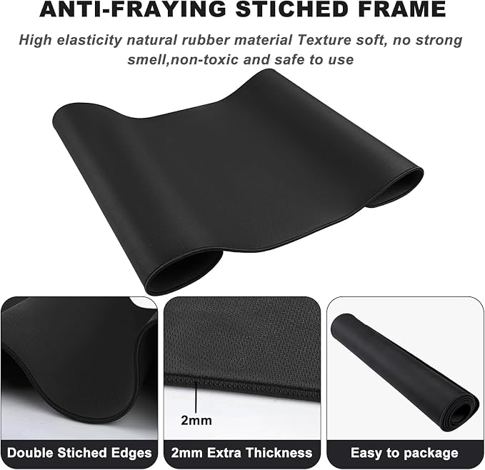 31.5" x 15.7" Waterproof Fabric Desk Pad, Rubber Anti-Slip Base, Stitched Edges - Image 3