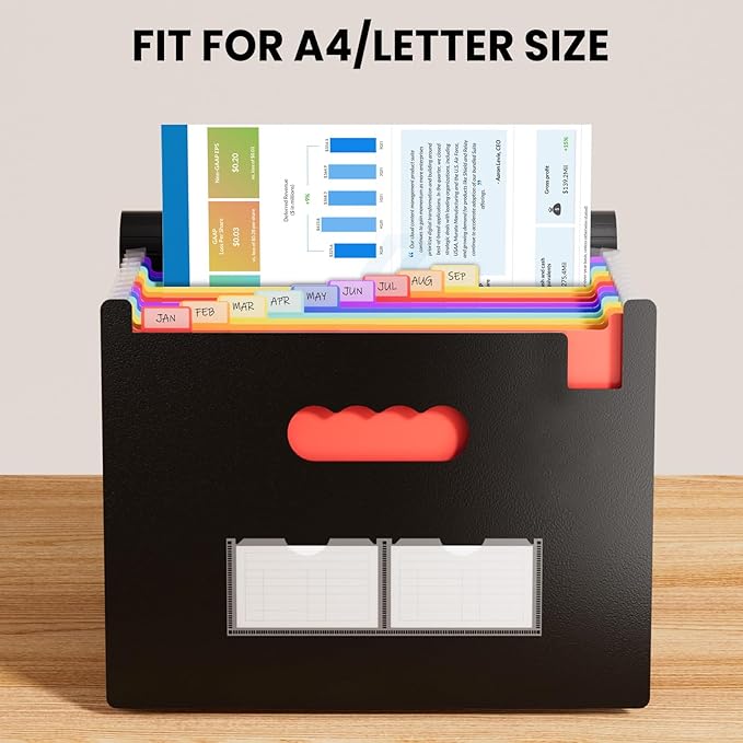 Sooez Accordion File Organizer, 13 Pockets Expanding File Folders, Portable - Image 3