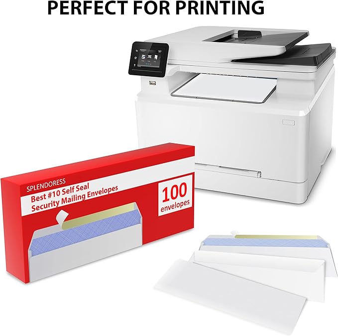 #10 Envelopes Letter Size Self Seal | 100 Business Mailing Security Peel and - Image 3