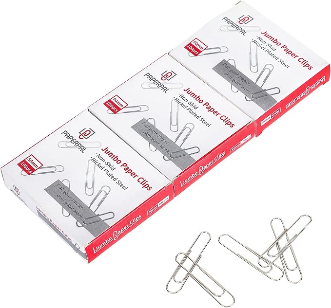 PAPERPAL Jumbo Non-Skid Paper Clips, 2 Inch, school and personal use, by PAPERPALDirect