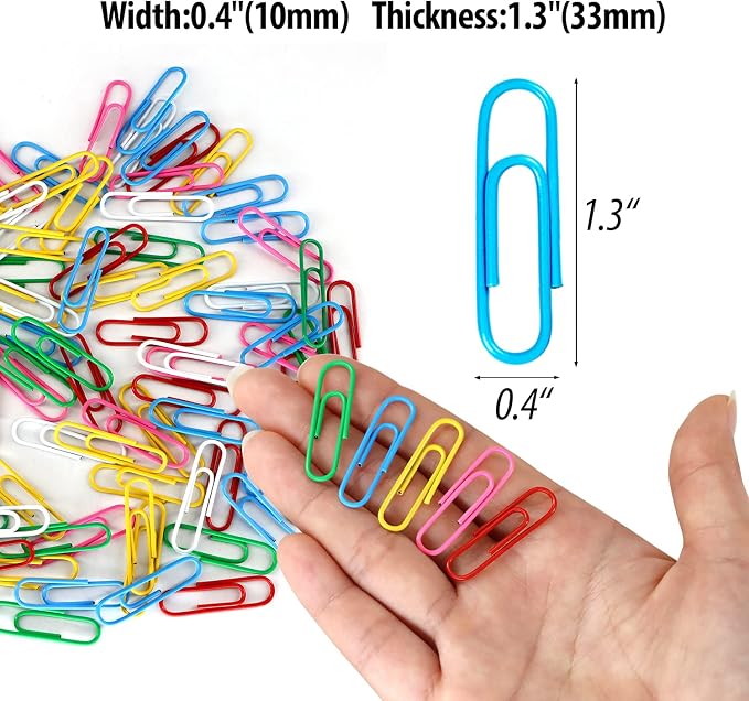 AnutriON Paper Clips, 180 Pack Medium Size Paperclips 1.3 Inch Assorted Colored - Image 2