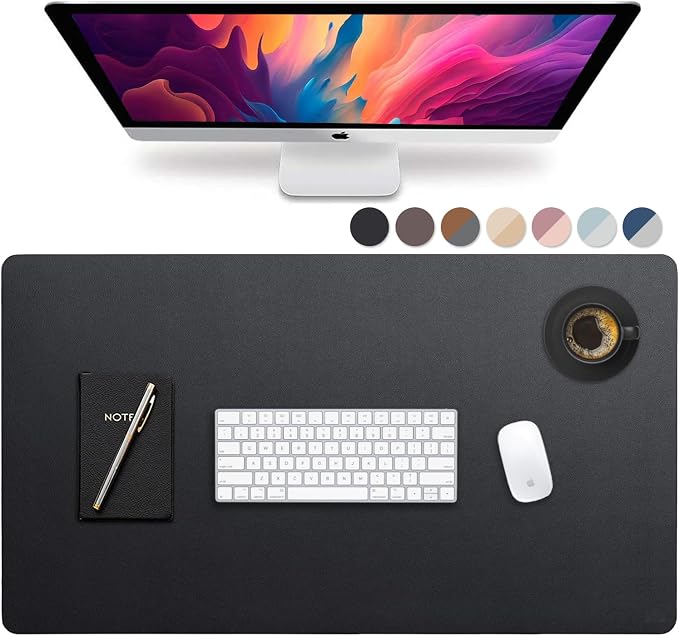 Leather Desk Pad 36" x 20", Vine Creations Office Desk Mat Waterproof Black by VineCreations