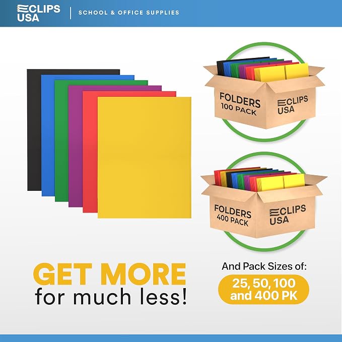 Folders with Pockets 2 Pocket Folders Bulk, Holds 100 Sheets Assorted Colors - Image 7