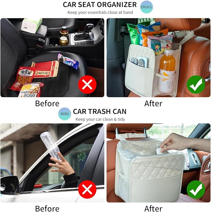 FrgKbTm Car Seat Back Hanging Bag Car Document Holder Multi-Pocket Bottle Bag - Image 5