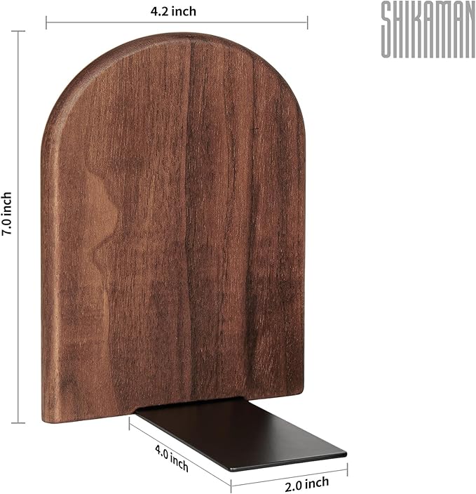 Book Ends, 4 Pair Large Bookends Wood Book Ends Universal Economy Bookend - Image 2